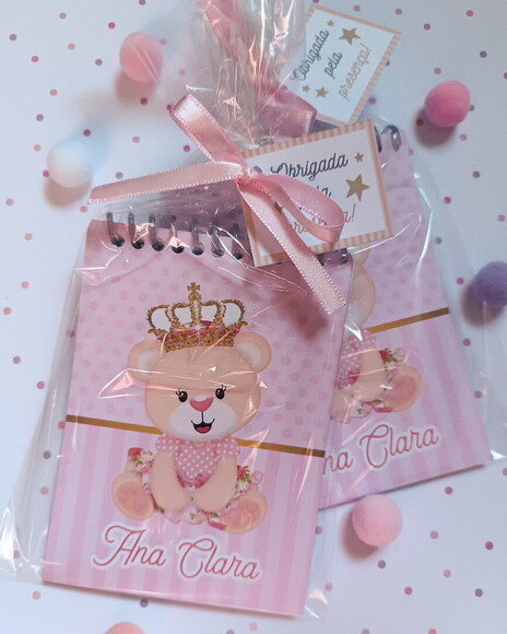 Kit Bloquinho Lembrancinha Menina Rosa Nascimento Batizado