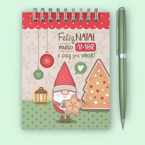 Kit Presente Natal Bloco de Nota Lembrancinha Feliz Natal