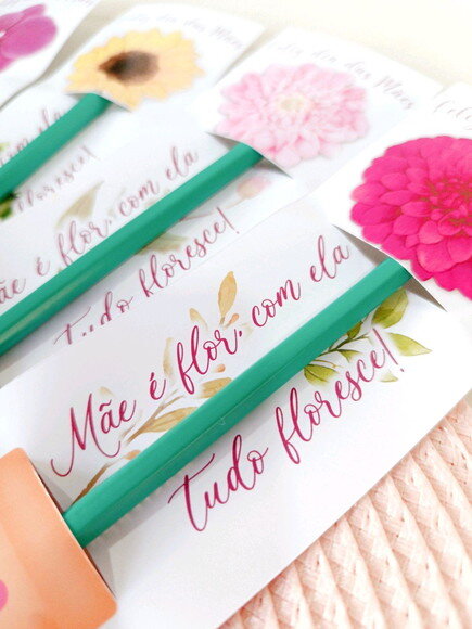 Lápis Flor Dia das Mães Lembrancinha Mimo Clientes