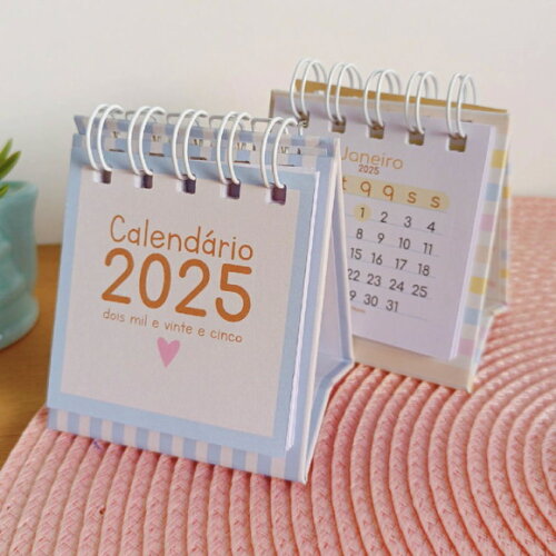 Mini Calendário de Mesa 2025 Colorido Delicado