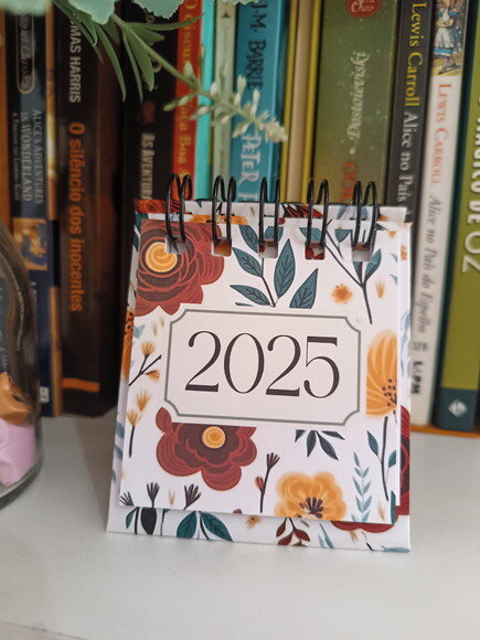Mini Calendário de Mesa 2025 Floral Outono