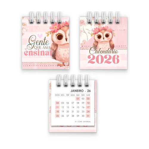 Mini Calendário de Mesa 2026 Presente Dia dos Professores