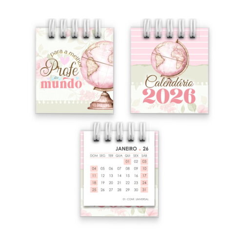Mini Calendário de Mesa 2026 Presente Dia dos Professores