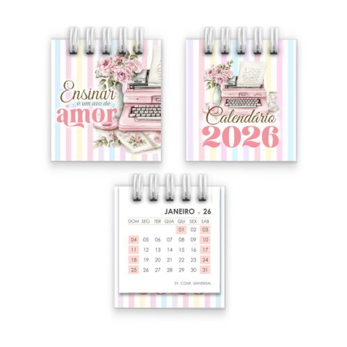 Mini Calendário de Mesa 2026 Presente Dia dos Professores