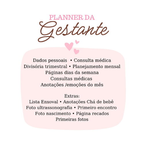 Planner da Gestante Personalizado Diario Gravidez
