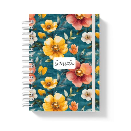 Caderno Capa Dura A5 Floral Delicado – Caderneta Espiral Wire-o Estampa Flores Papelaria Fofa Estilo Pinterest