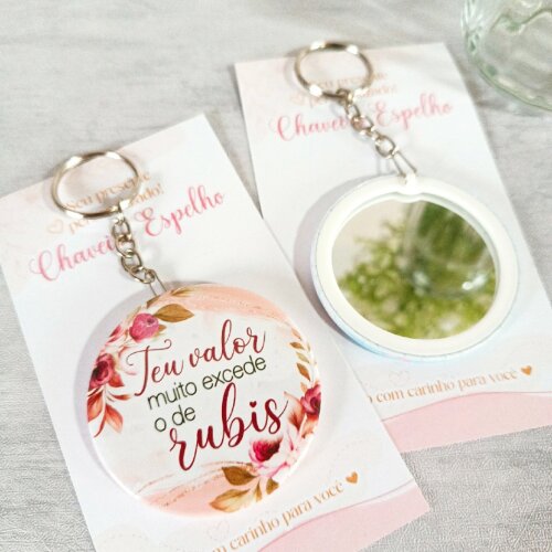 Mini Espelho de Bolsa Personalizado com Nome ou Inicial | Lembrancinha para Madrinhas, Amigas e Clientes