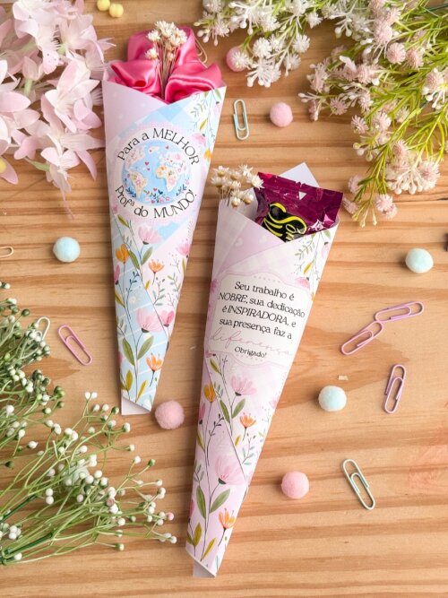 25 Mini Buquê Personalizado Dia dos Professores – Presente Delicado e Floral
