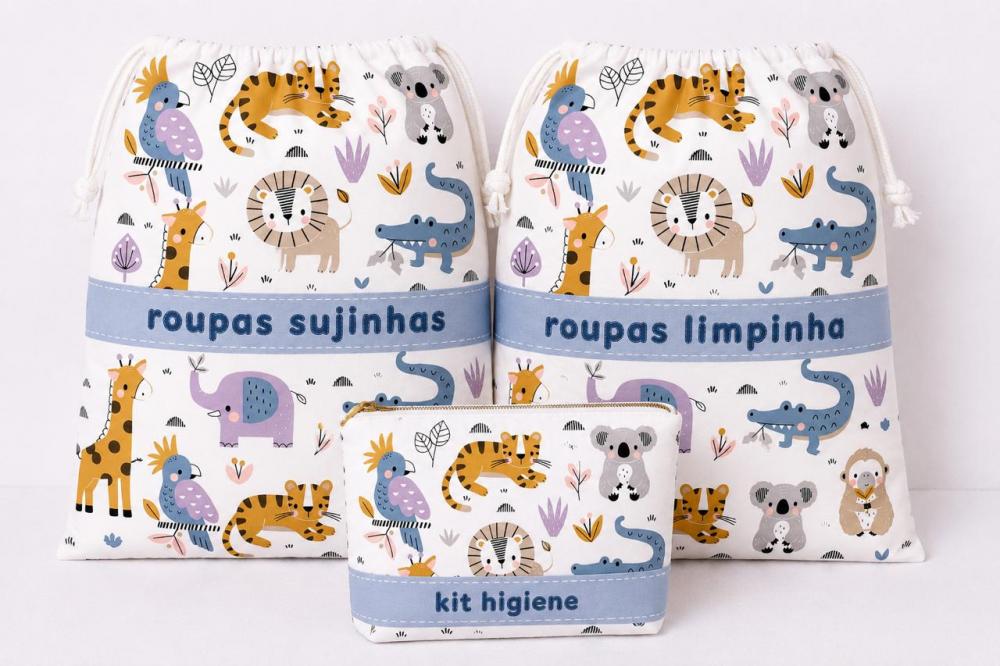 kit creche sujinha limpinha organizador de mala saquinho