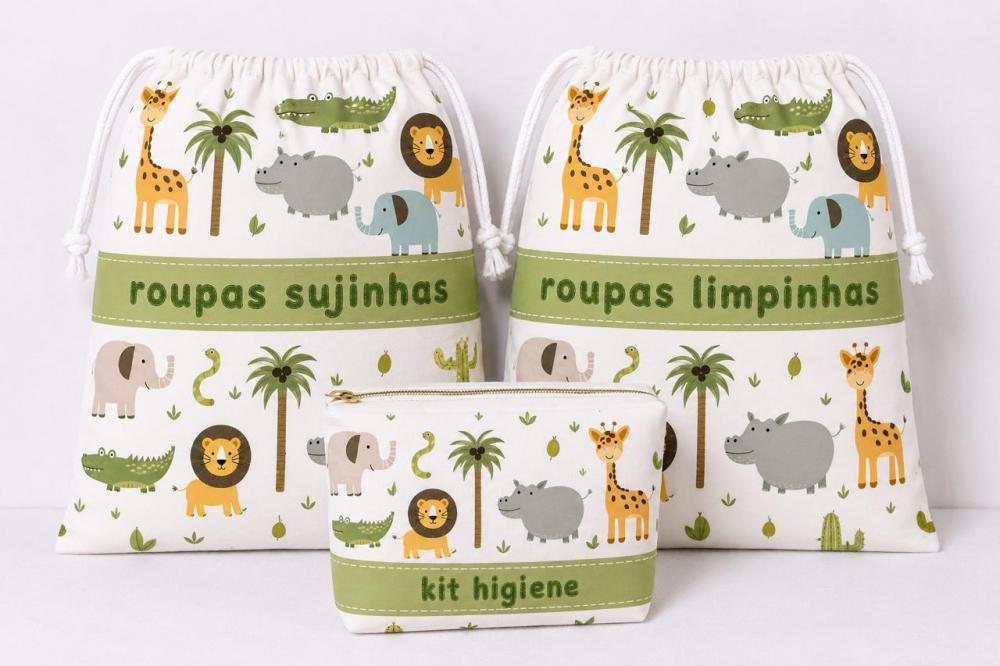 kit creche sujinha limpinha organizador de mala saquinho