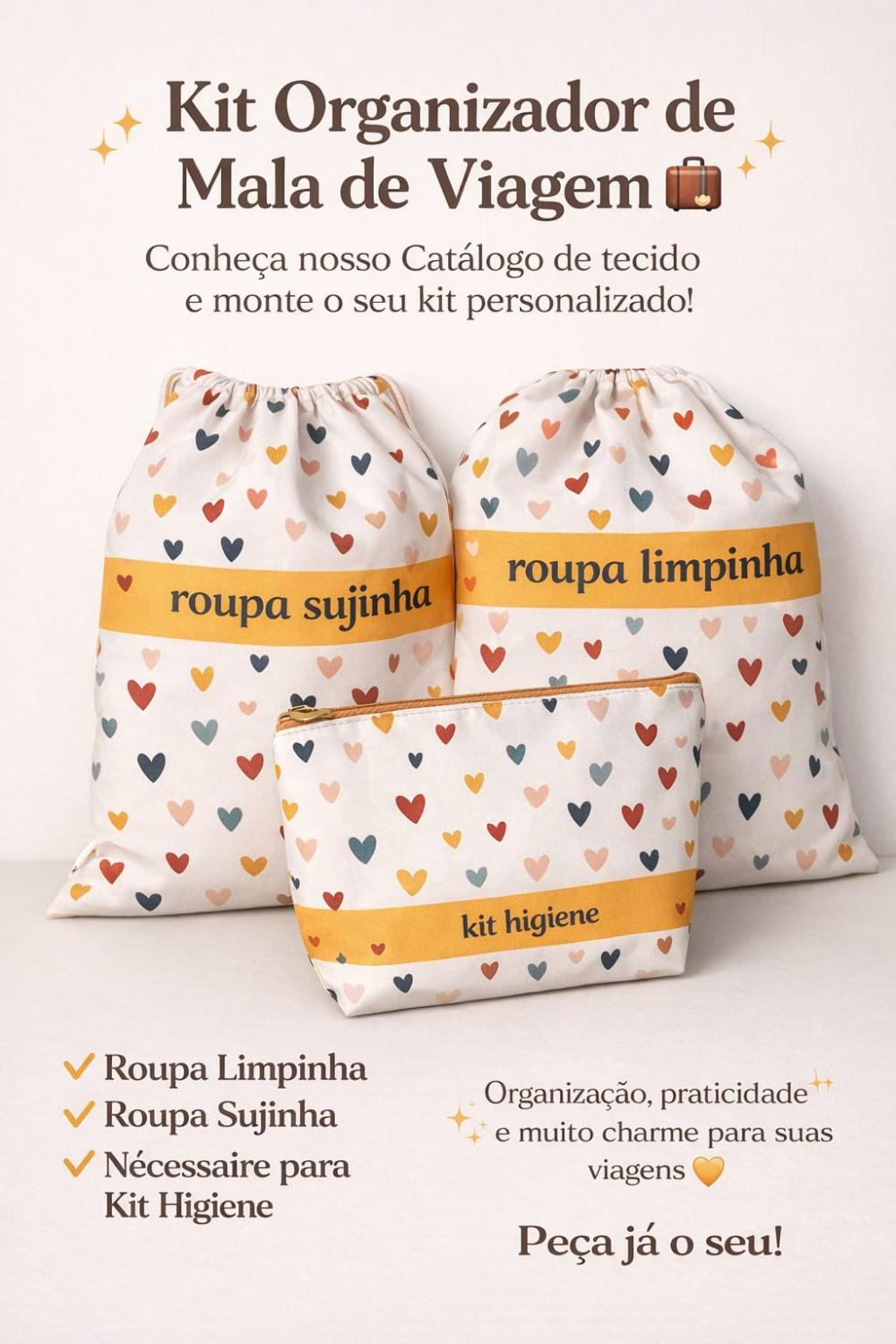 saquinho para organizar mala mochila enxoval bebe maternidade cre