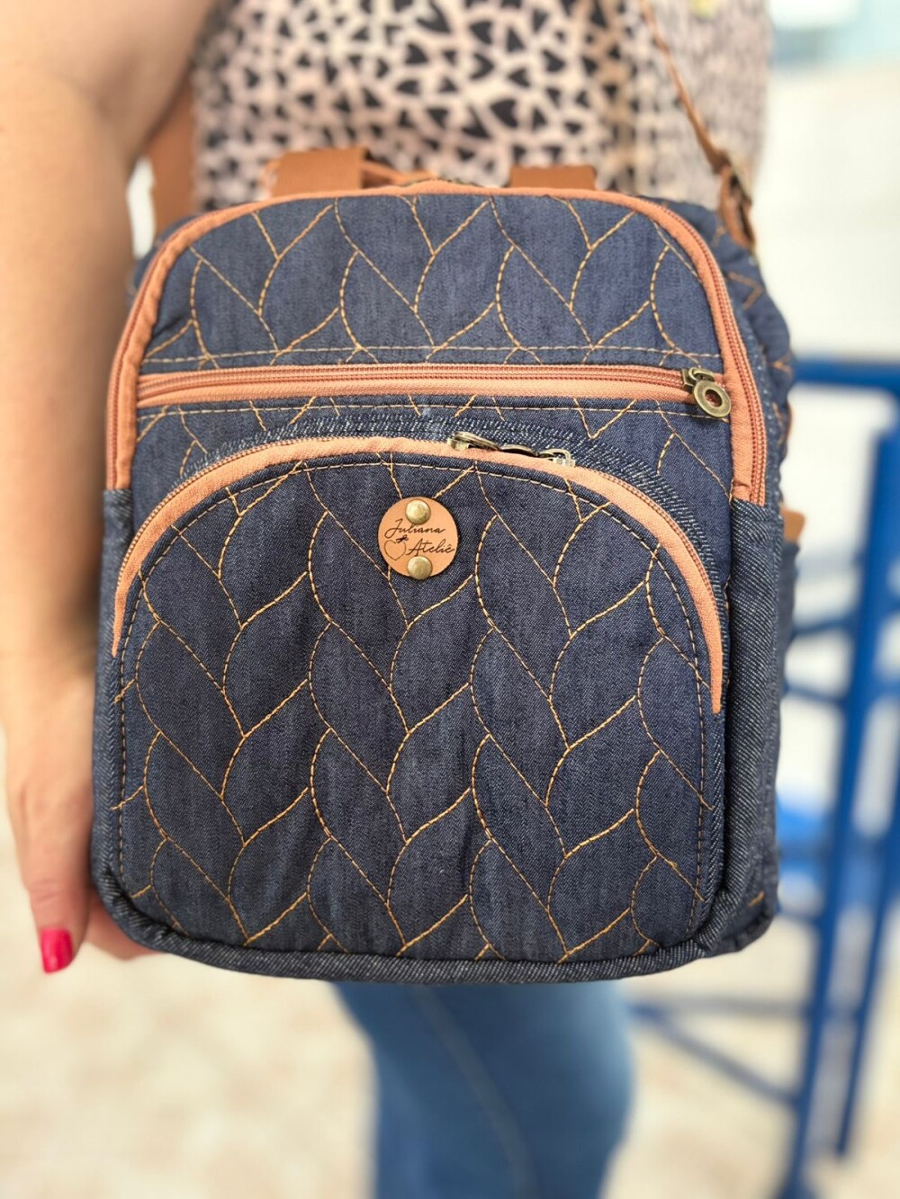 Bolsa feminina jeans 3 em 1 personalizada