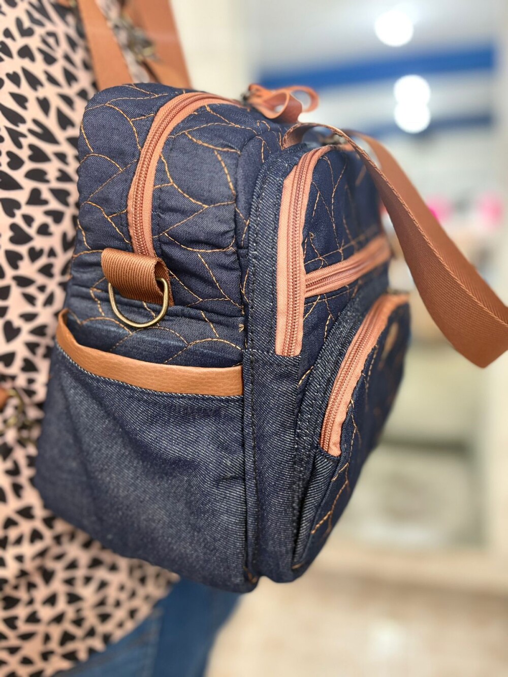 Bolsa feminina jeans 3 em 1 personalizada
