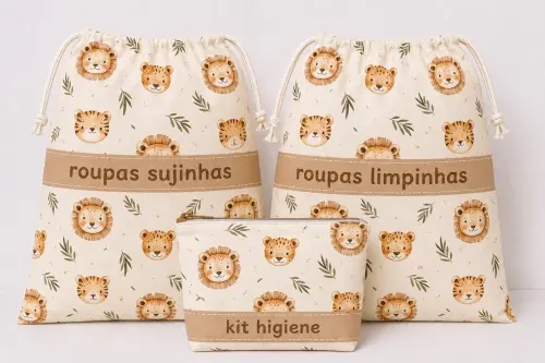 kit creche sujinha limpinha organizador de mala saquinho