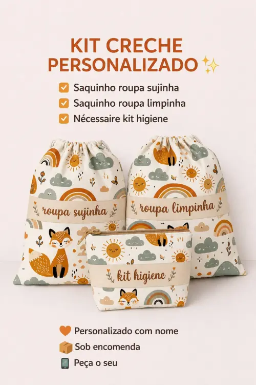 saquinho para organizar mala mochila enxoval bebe maternidade creche escola