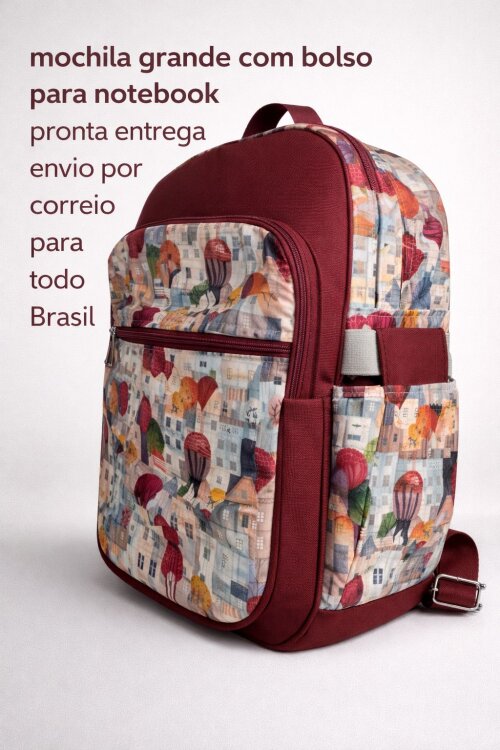 mochila de tecido com bolso para notebook