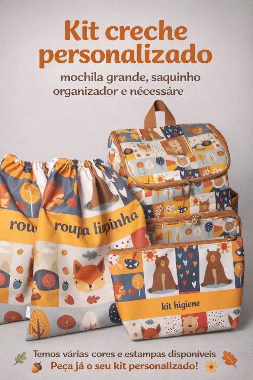 kit creche personalizado mochila sujinha limpinha necessaire kit higiene