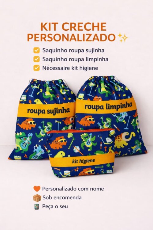 kit creche escola maternidade viagem enxoval infantil dinossauro