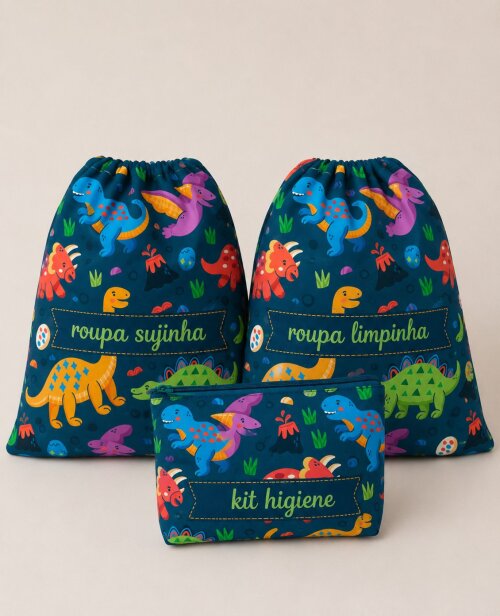 kit creche escola maternidade viagem enxoval infantil dinossauro