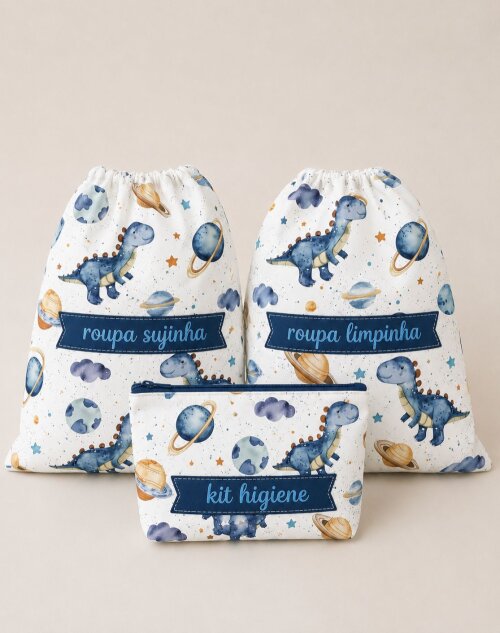 kit creche escola maternidade viagem enxoval infantil dinossauro