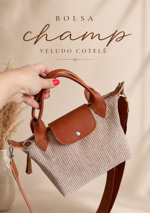 Bolsa feminina veludo cotele tamanho P