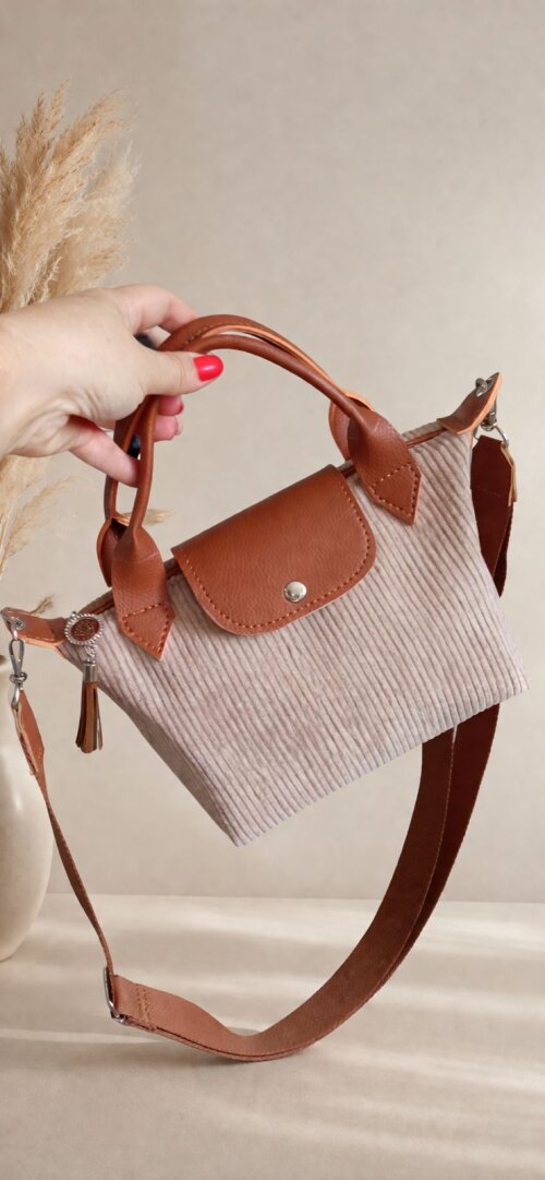 Bolsa feminina veludo cotele tamanho P