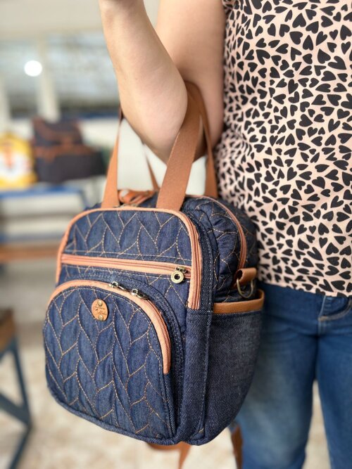 Bolsa feminina jeans 3 em 1 personalizada