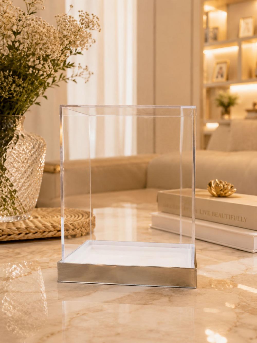 Expositor cúpula com base espelhada linha premium