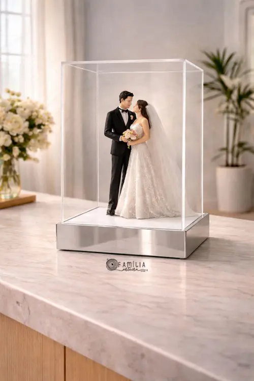 Expositor caixa cúpula com base espelhada linha premium