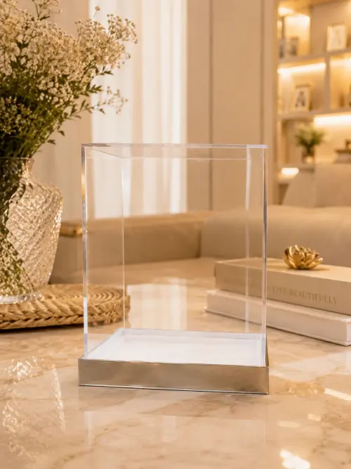 Expositor caixa cúpula com base espelhada linha premium