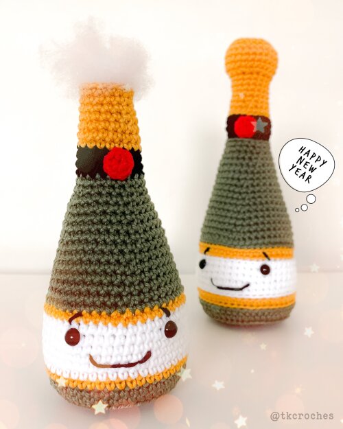 Garrafa de Champanhe Amigurumi