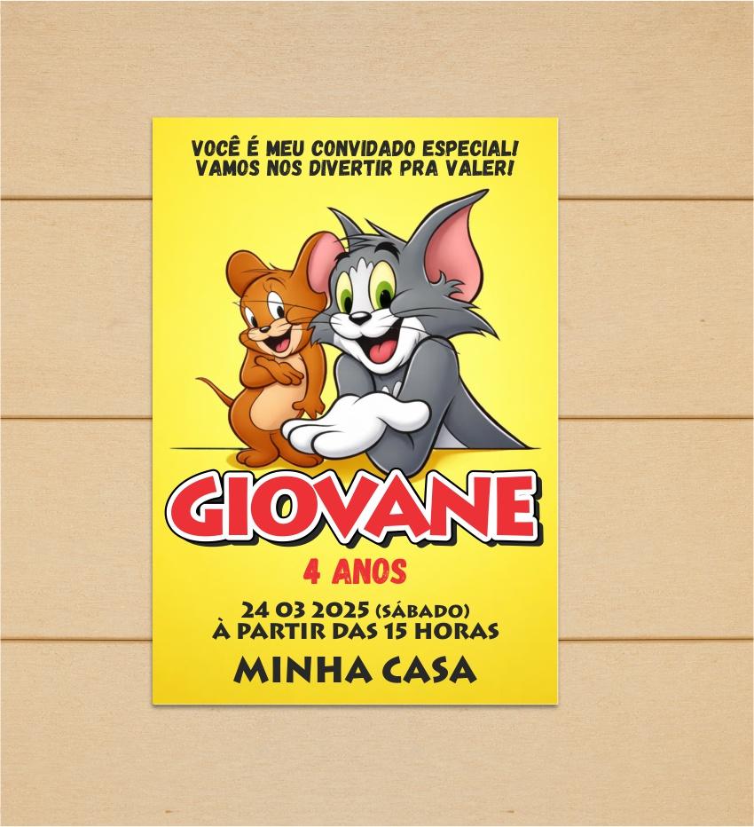 CONVITE INFANTIL TOM E JERRY - ARTE VIRTUAL