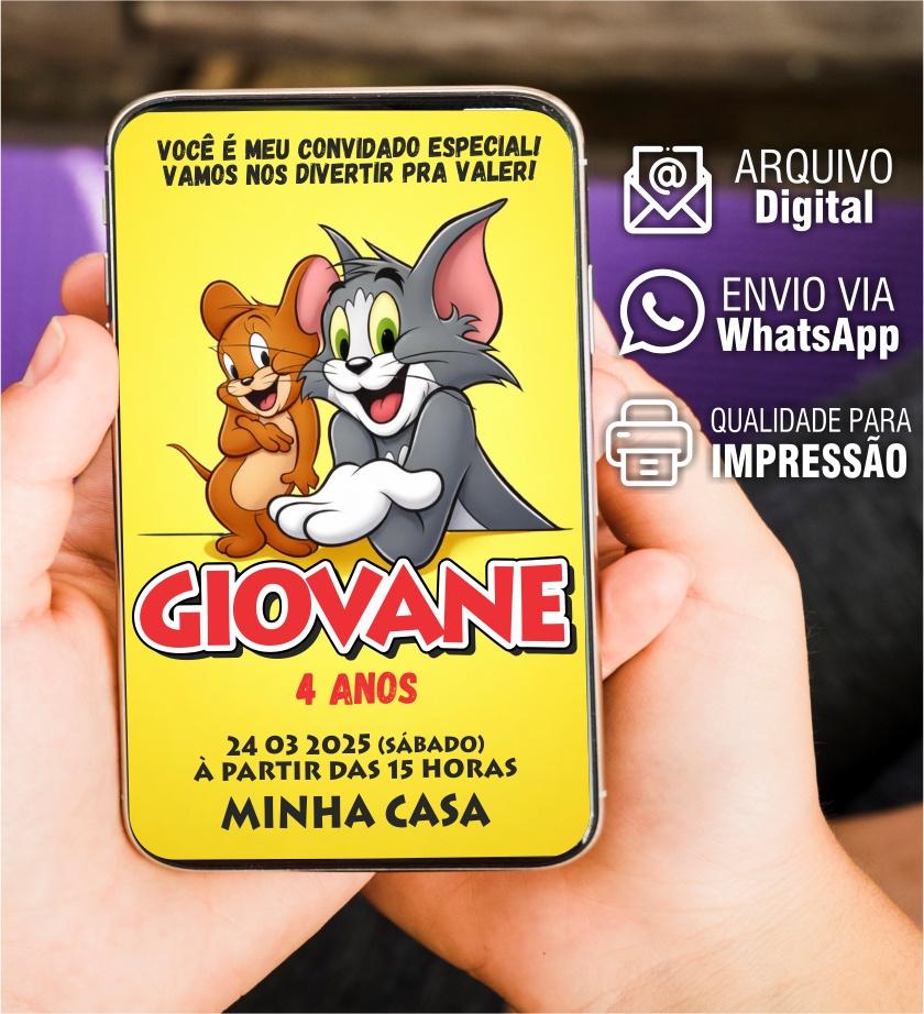 CONVITE INFANTIL TOM E JERRY - ARTE VIRTUAL