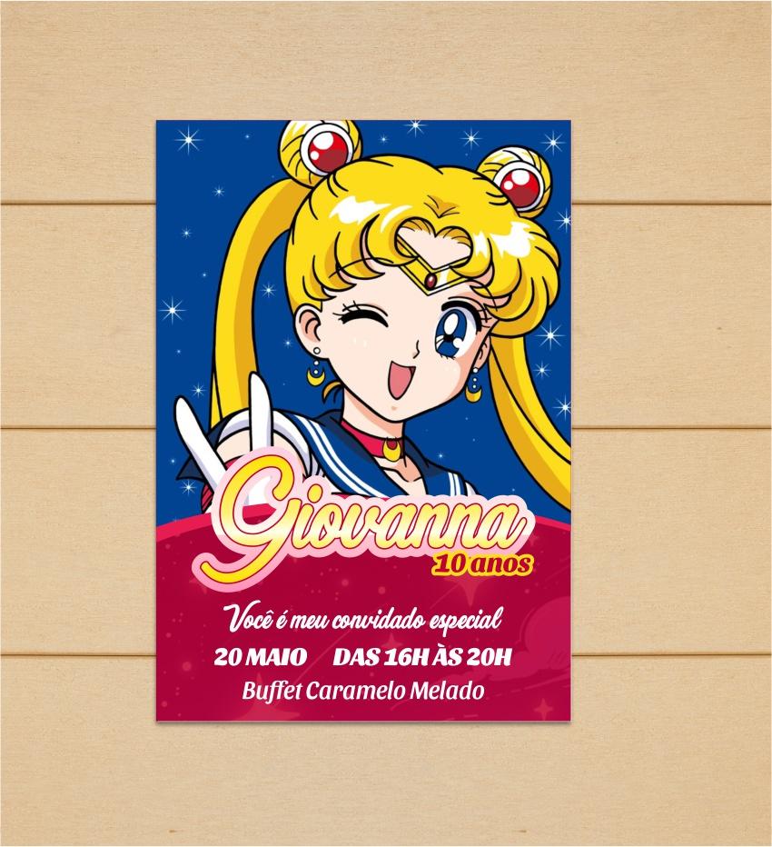 CONVITE INFANTIL - SAILOR MOON - ARTE VIRTUAL