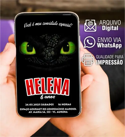 CONVITE INFANTIL COMO TREINAR O SEU DRAGÃO