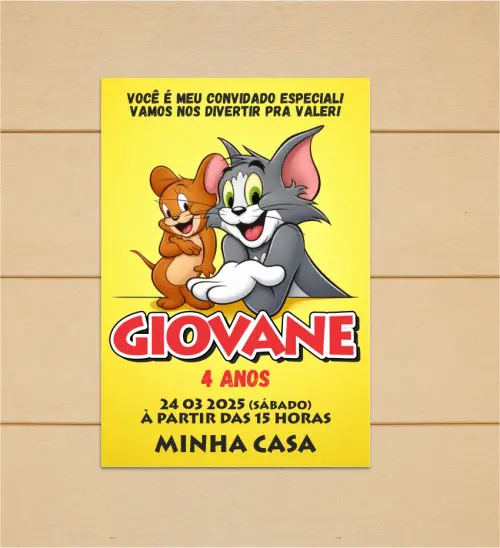 CONVITE INFANTIL TOM E JERRY - ARTE VIRTUAL