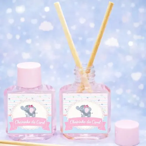 Aromatizador Chá de Bebê/maternidade Elefantinha Rosa Cinza