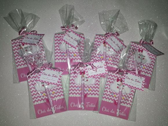Bloquinho de Anotação + Mini Lápis + Tag Chuva de Amor