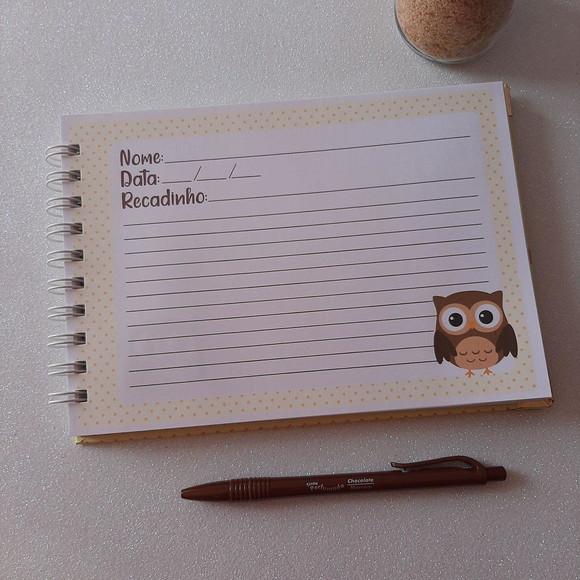 Caderno de Recados Chá de Bebê Corujinha