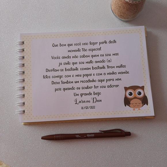 Caderno de Recados Chá de Bebê Corujinha