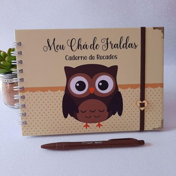 Caderno de Recados Chá de Bebê Corujinha