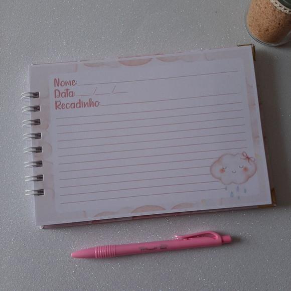 Caderno de Recados Chá de Bebê Chuva de Amor