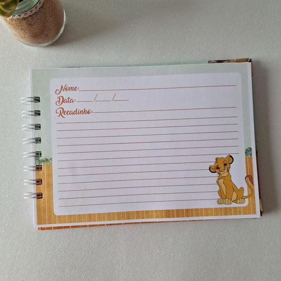 Caderno de Recados Chá de Bebê Rei Leão
