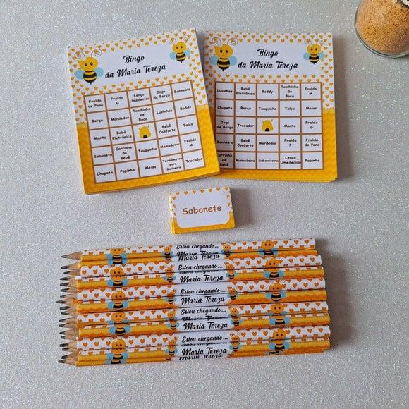 Cartela de Bingo + Lápis Abelhinha