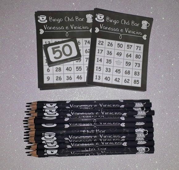 Cartela de Bingo + Lápis Cha Bar