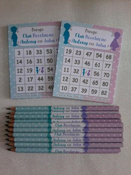 Cartela de Bingo + Lápis Chá Revelação