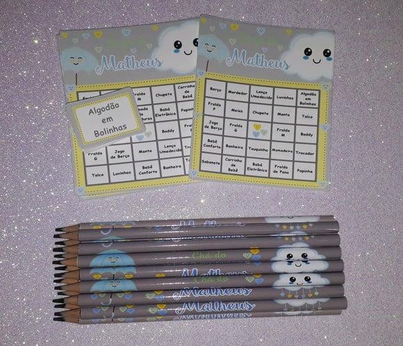 Cartela de Bingo + Lápis Chuva de Amor