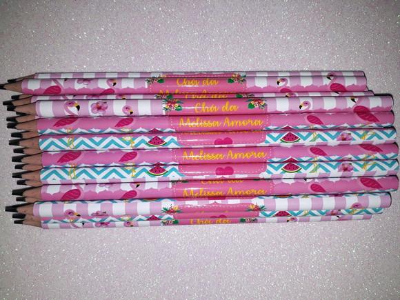 Cartela de Bingo + Lápis Personalizado Flamingo