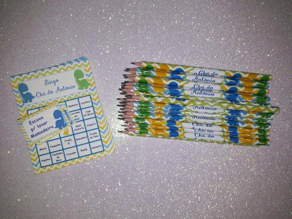 Cartela de Bingo + Lápis Personalizado Dinossauro