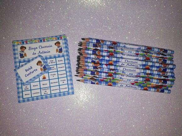 Cartela de Bingo + Lápis Personalizado Junino